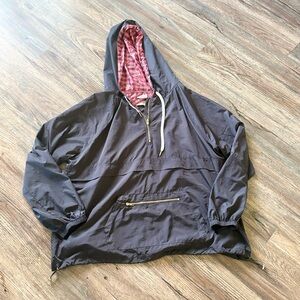 Main Strip Black Windbreaker with Red Lining